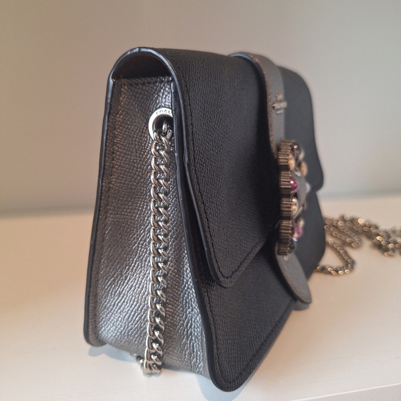 EUC Coach Black Gunmetal Bowery Crossbody w/ Multicolored Jewel-Accented Buckle - Picture 2 of 5